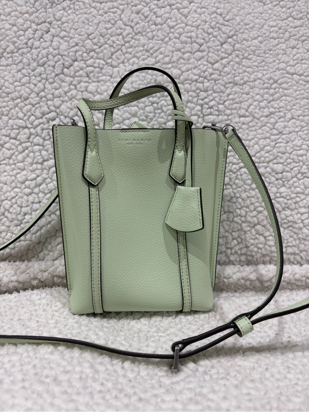 Mint Green Leather Mini Crossbody Tote - Unknown Brand